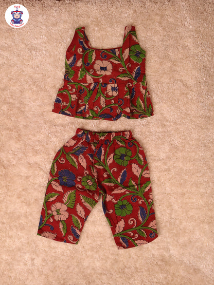 Maroon Floral Printed - Kalamkari Co-ords Sets