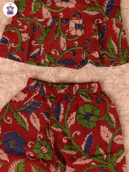 Maroon Floral Printed - Kalamkari Co-ords Sets