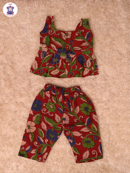 Maroon Floral Printed - Kalamkari Co-ords Sets