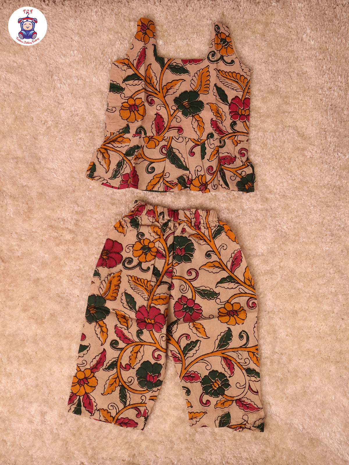 Cream Floral Printed - Kalamkari Co-ords Sets