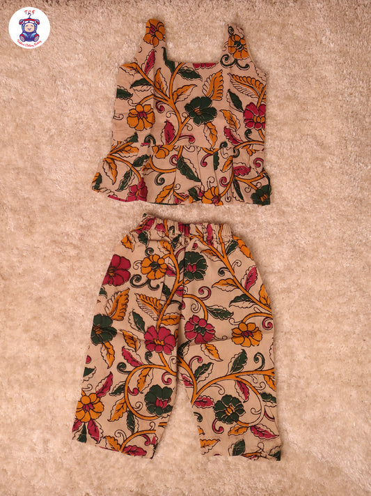 Cream Floral Printed - Kalamkari Co-ords Sets