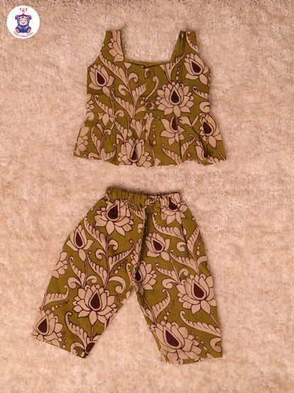 Leaf Green Floral Printed - Kalamkari Co-ords Sets