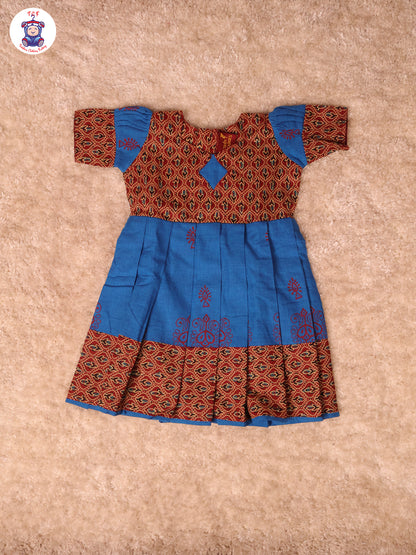 Maroon & Blue  - Girls Readymade Long Frock