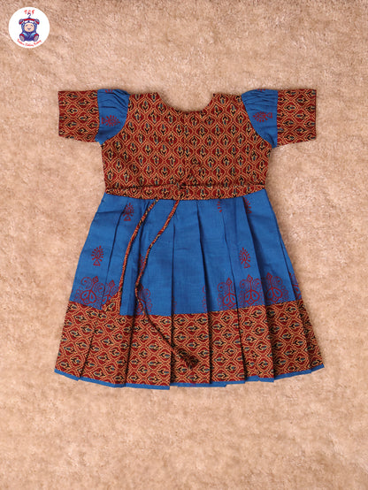 Maroon & Blue  - Girls Readymade Long Frock