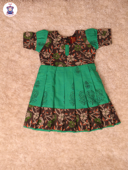 Brown & Green - Girls Readymade Long Frock