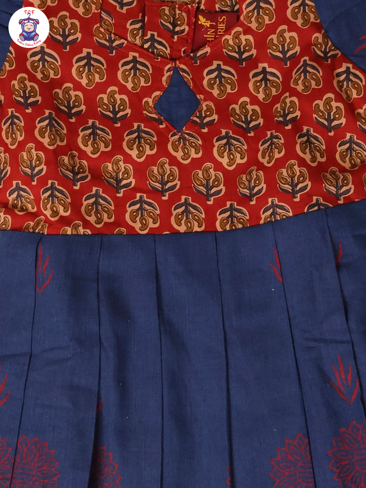 Maroon & Blue -  Girls Readymade Long Frock