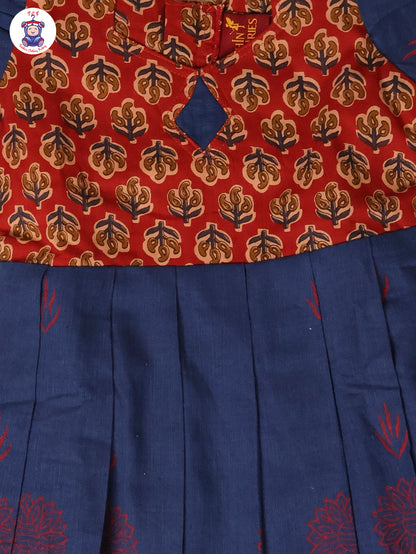 Maroon & Blue -  Girls Readymade Long Frock