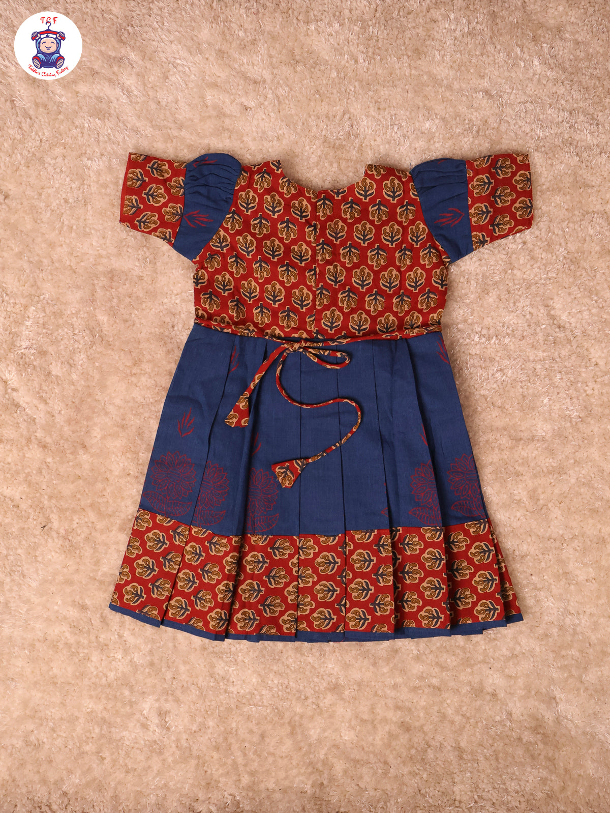 Maroon & Blue -  Girls Readymade Long Frock