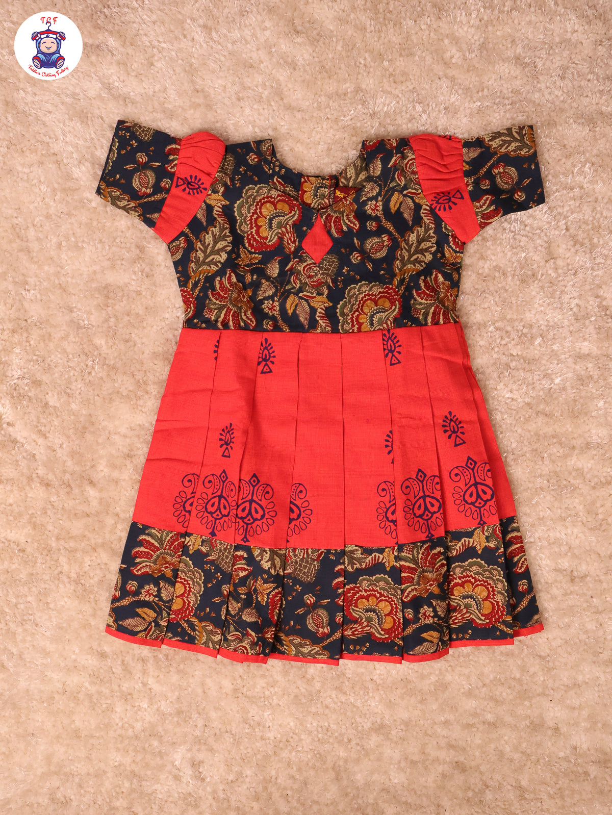 Blue & Pink Floral - Girls Readymade Long Frock