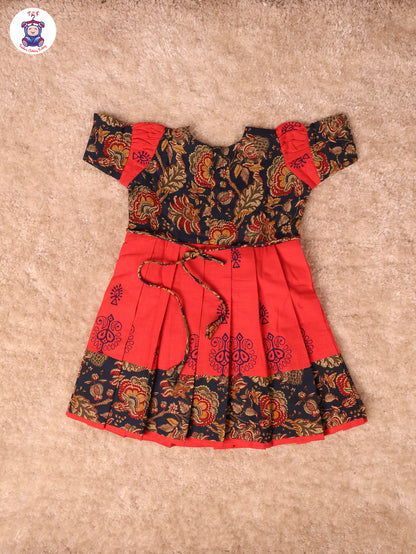 Blue & Pink Floral - Girls Readymade Long Frock