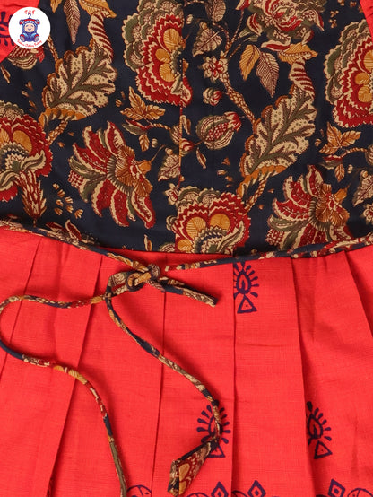 Blue & Pink Floral - Girls Readymade Long Frock