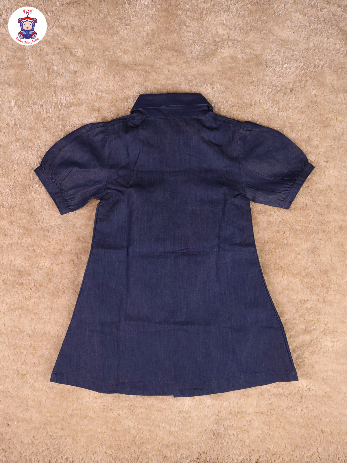 Blue - Denim Girls Printed Frock