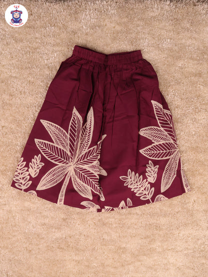 Wine - Crop Top & With Floral Skirt