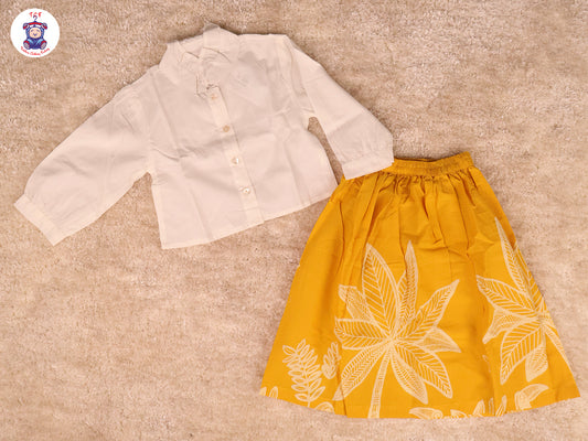 Yellow - Crop Top & With Floral Skirt