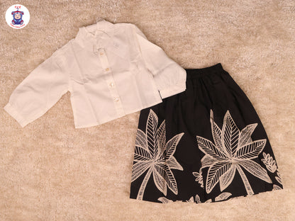 Black - Crop Top & With Floral Skirt