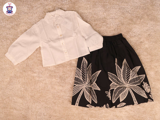 Black - Crop Top & With Floral Skirt