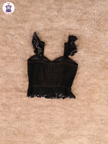 Black - Denim Solid Top and Jean Pant