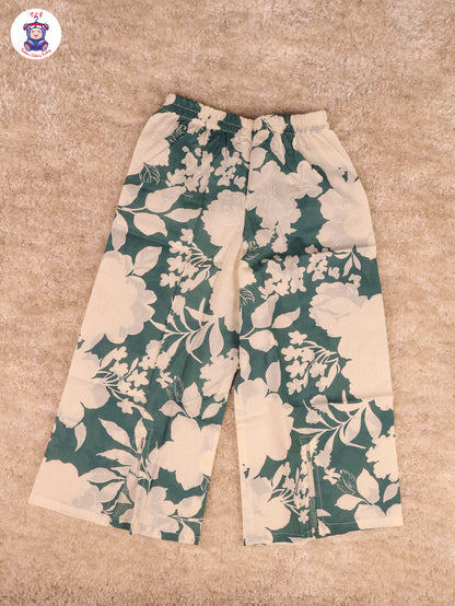 Green - Floral Crop Top & Pant