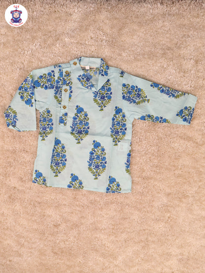 Blue - Boys Printed Kurta With Pant