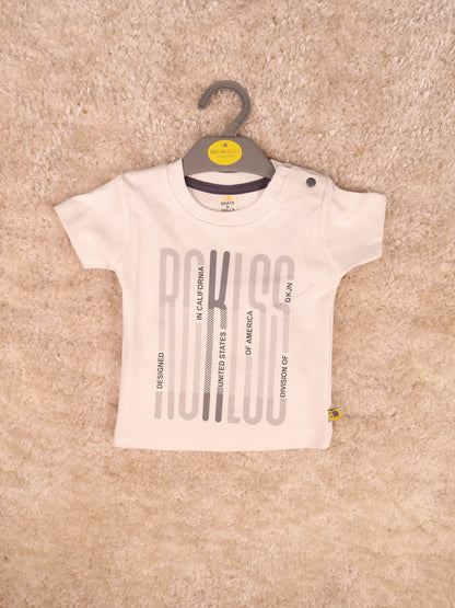 Grey & White T-Shirts With Shirt and Shorts