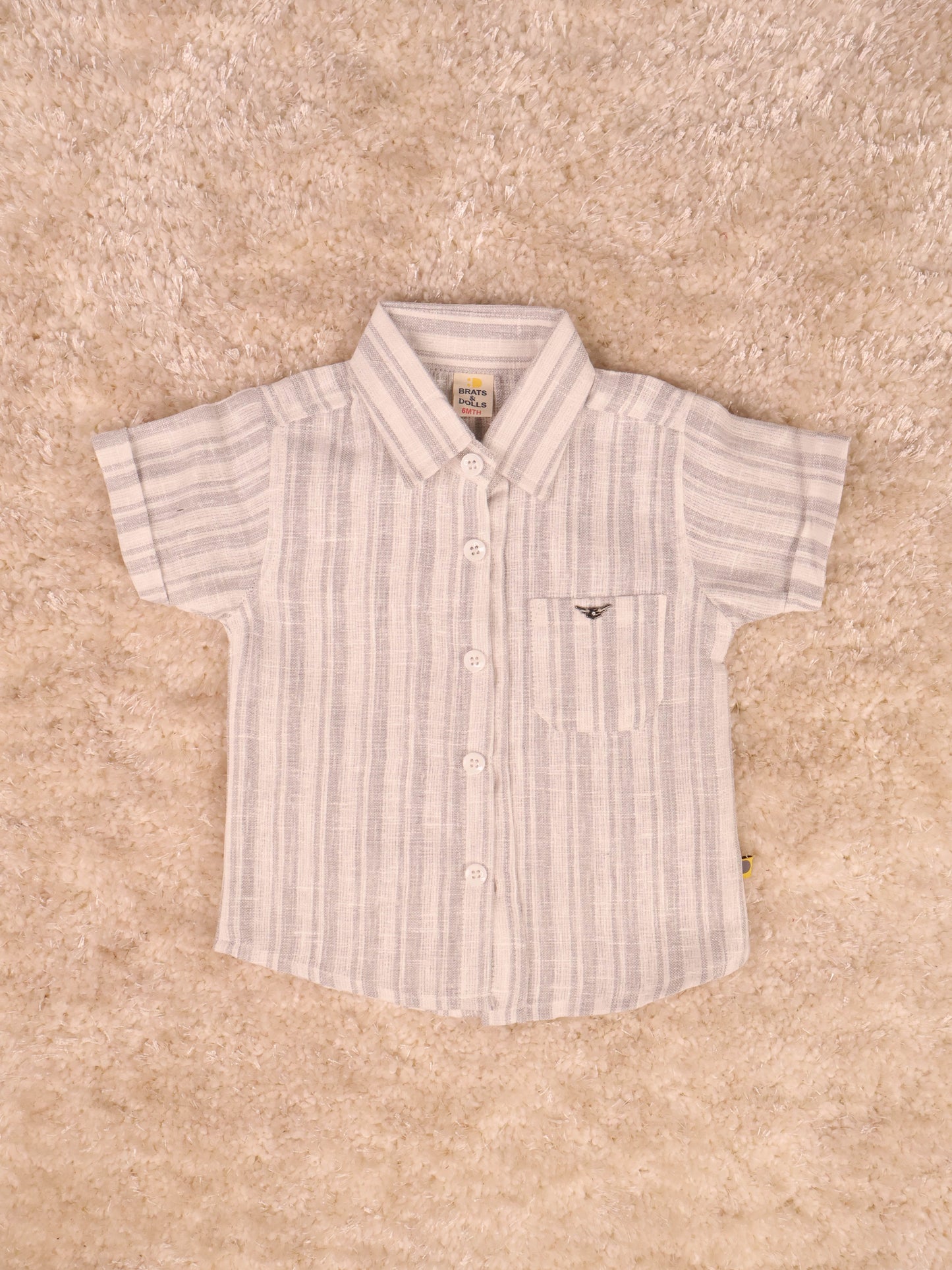 Grey & White T-Shirts With Shirt and Shorts