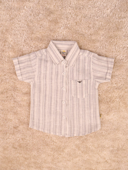 Grey & White T-Shirts With Shirt and Shorts