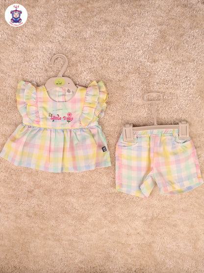 Multi Colours Checks Mini Frock With Shorts