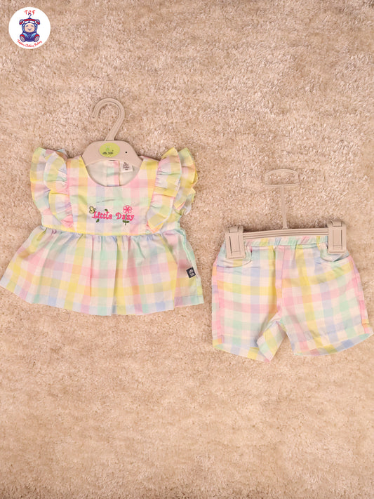Multi Colours Checks Mini Frock With Shorts
