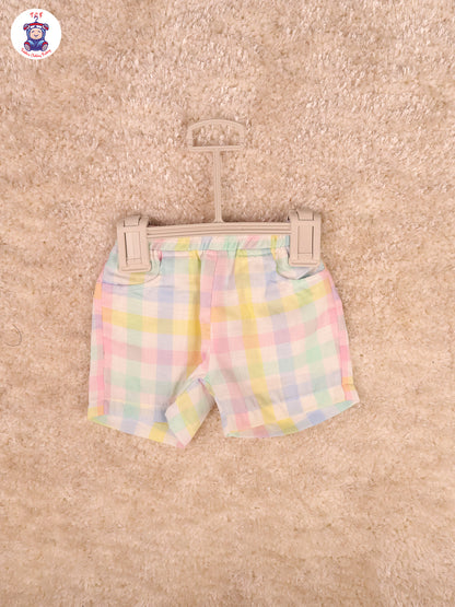 Multi Colours Checks Mini Frock With Shorts