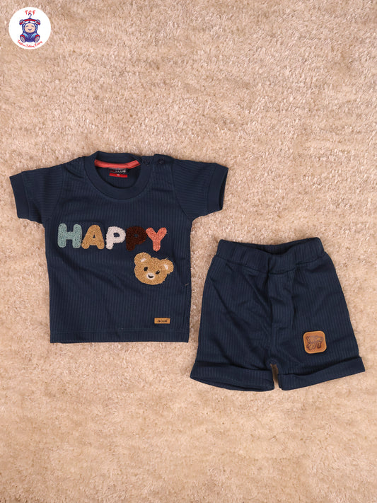Blue - Happy Teddy Bear T-Shirts With Shorts