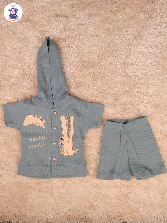 Light Blue Hoodie & T-Shirts With Shorts