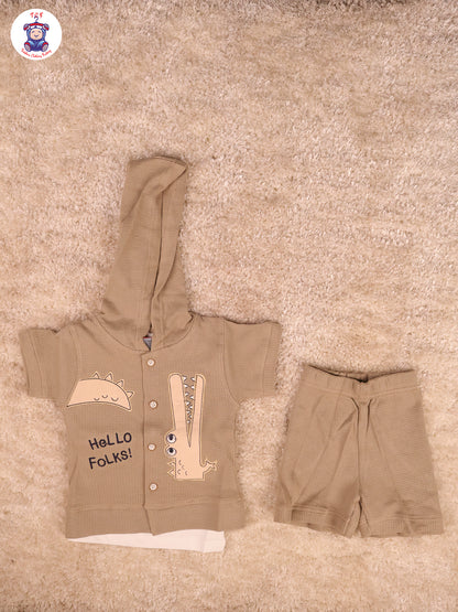 Brown Hoodie & T-Shirts With Shorts