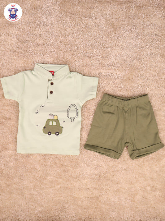 Light Green Collor T-Shirts With Shorts