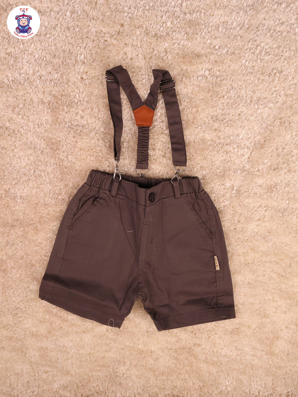 White Floral & Grey  Half Sleeves Shirts & Shorts Set With Suspender & Bow