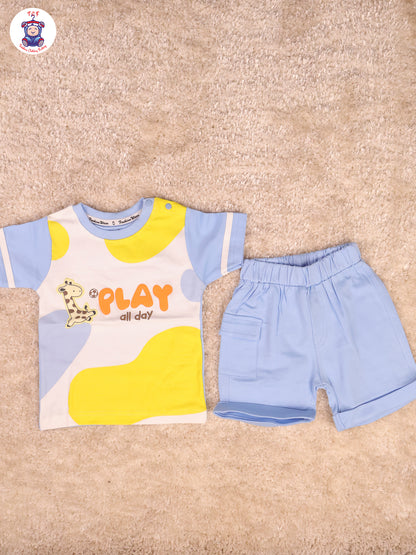 Blue & White - Play All Day Tshirt & Shorts