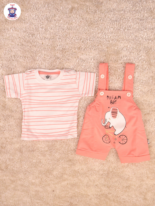 Peach & White - Elephant Jumpsuits
