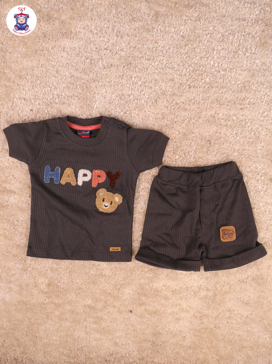 Grey - Happy Teddy Bear T-Shirts With Shorts
