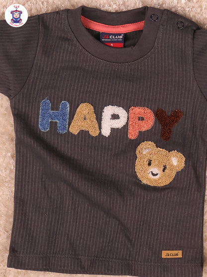 Grey - Happy Teddy Bear T-Shirts With Shorts