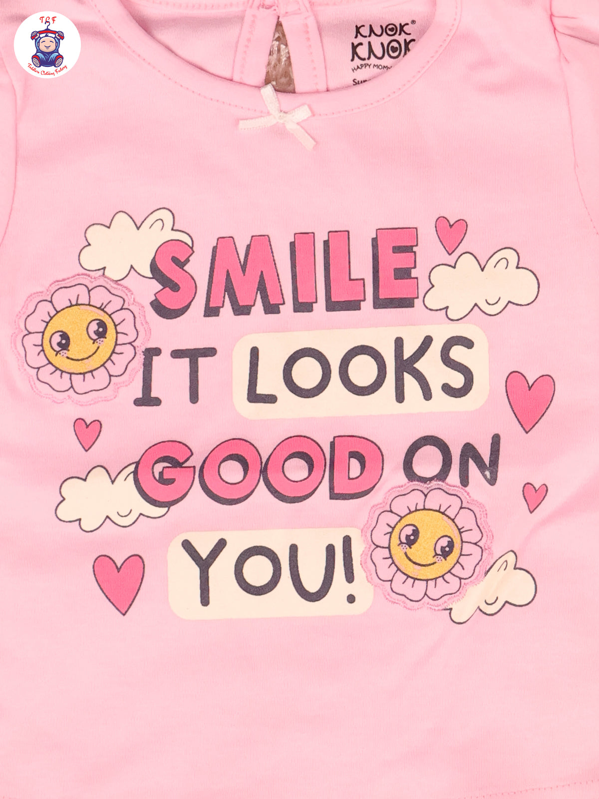 Pink & Half White - Girls Tshirts & Shorts