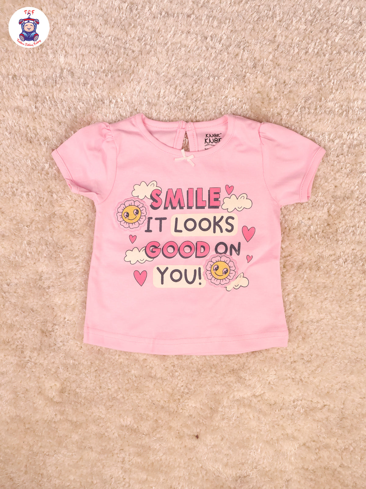 Pink & Half White - Girls Tshirts & Shorts