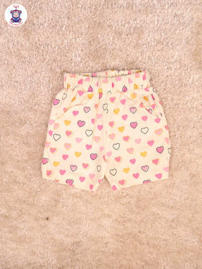 Pink & Half White - Girls Tshirts & Shorts