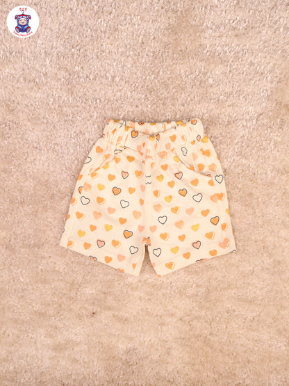 Baby Pink & Half White - Girls Tshirts & Shorts