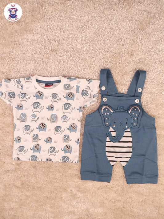 White & Blue - Elephant Jumpsuits