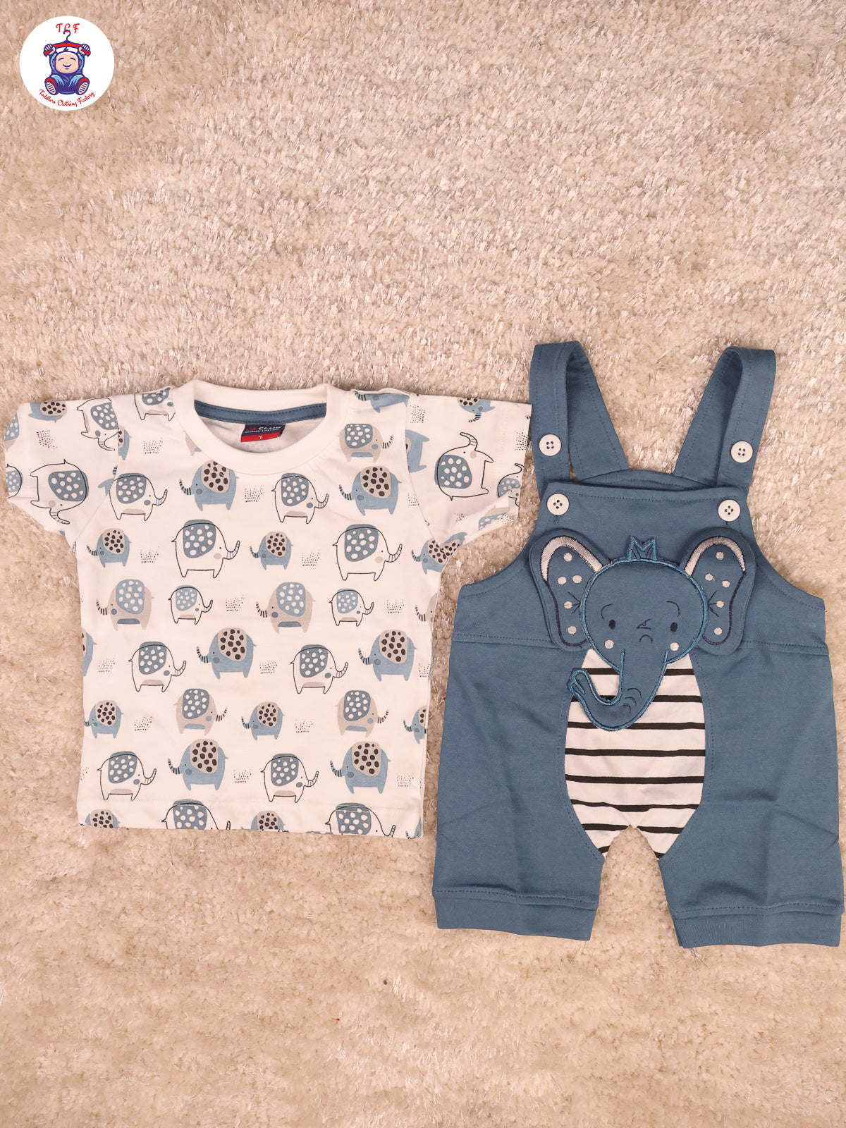 White & Blue - Elephant Jumpsuits