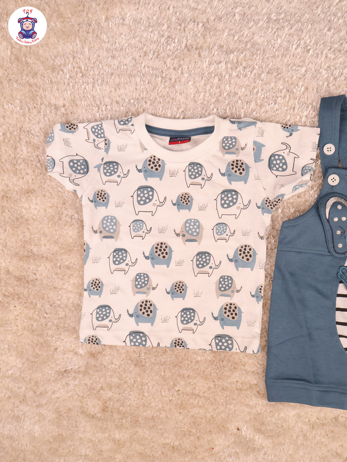 White & Blue - Elephant Jumpsuits