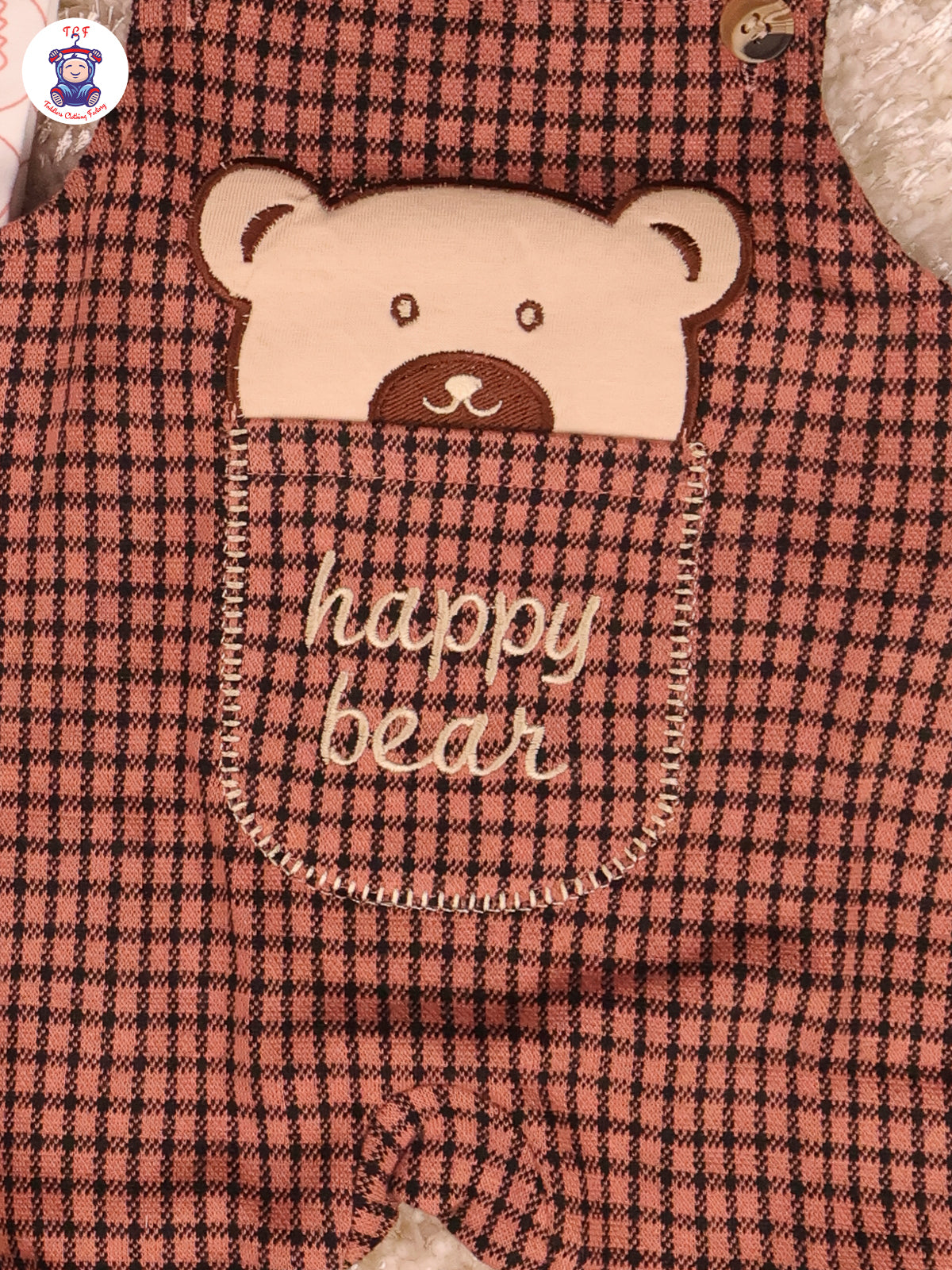 Orange Happy Bear - Checks Jumpsuits