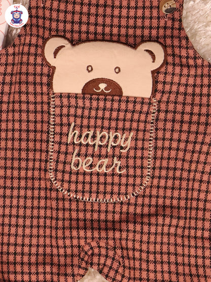 Orange Happy Bear - Checks Jumpsuits