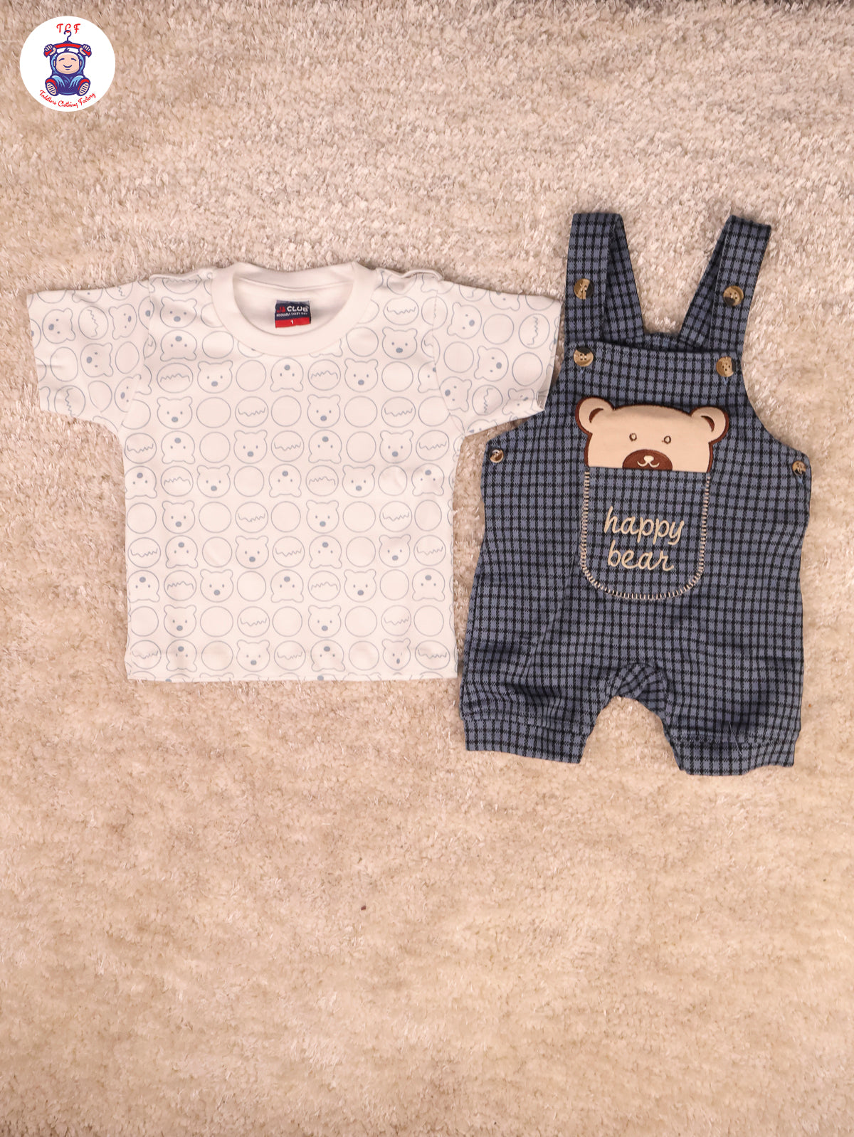 Blue Happy Bear - Checks Jumpsuits