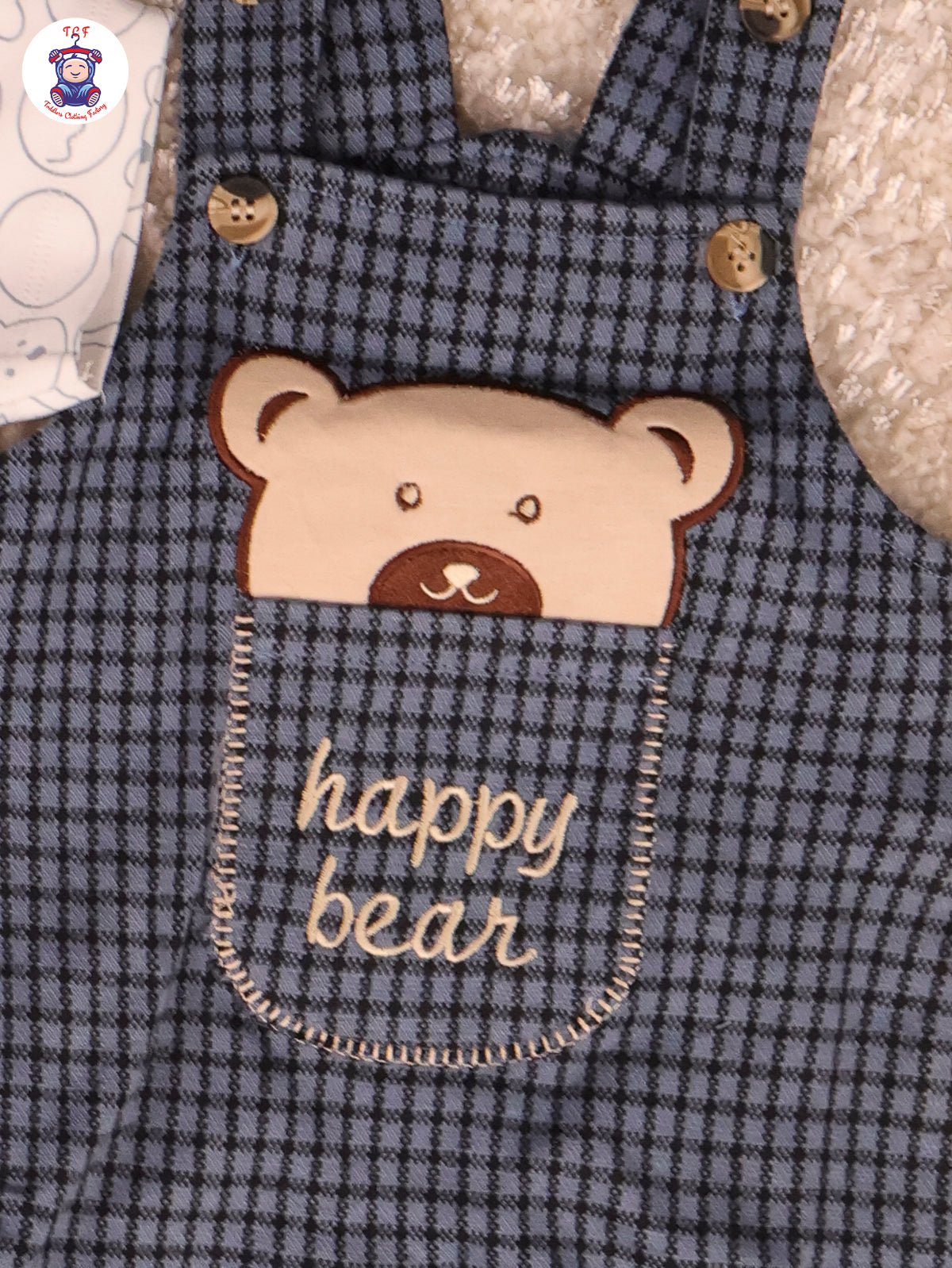 Blue Happy Bear - Checks Jumpsuits