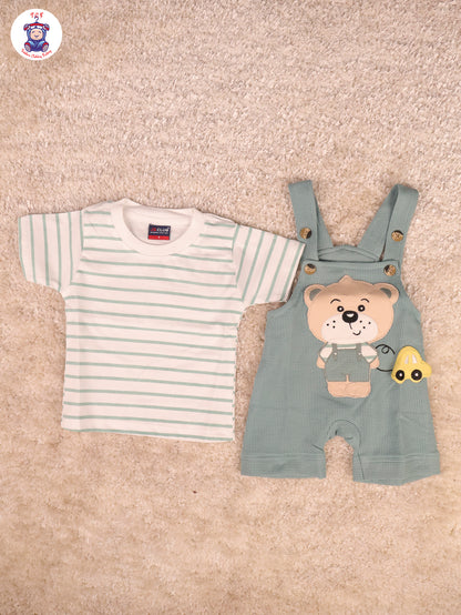 White & Teal Green - Teddy Jumpsuits